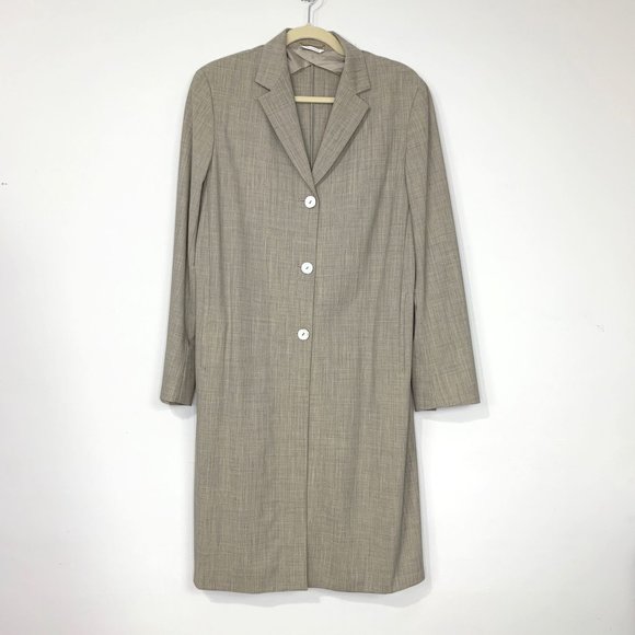 MaxMara Jackets & Blazers - MAX MARA Women's Grayish‎ Beige Long Sleeve Overcoat Sz 8